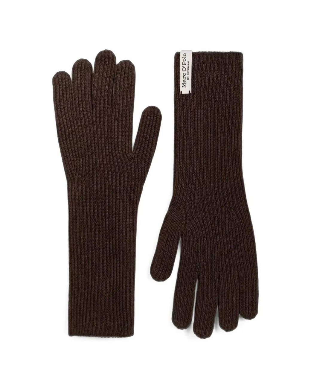 Marc O' Polo Brown Ribbed-Knit Gloves