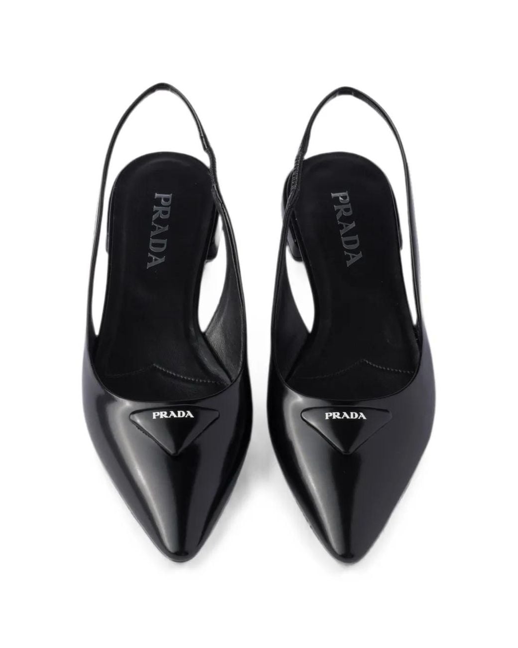 Prada White Pointed-Toe Slingback Ballet Flats