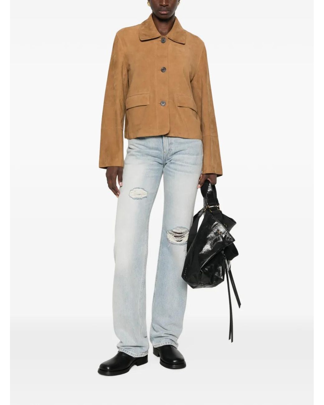 Arma Natural Button-Fastening Leather Jacket