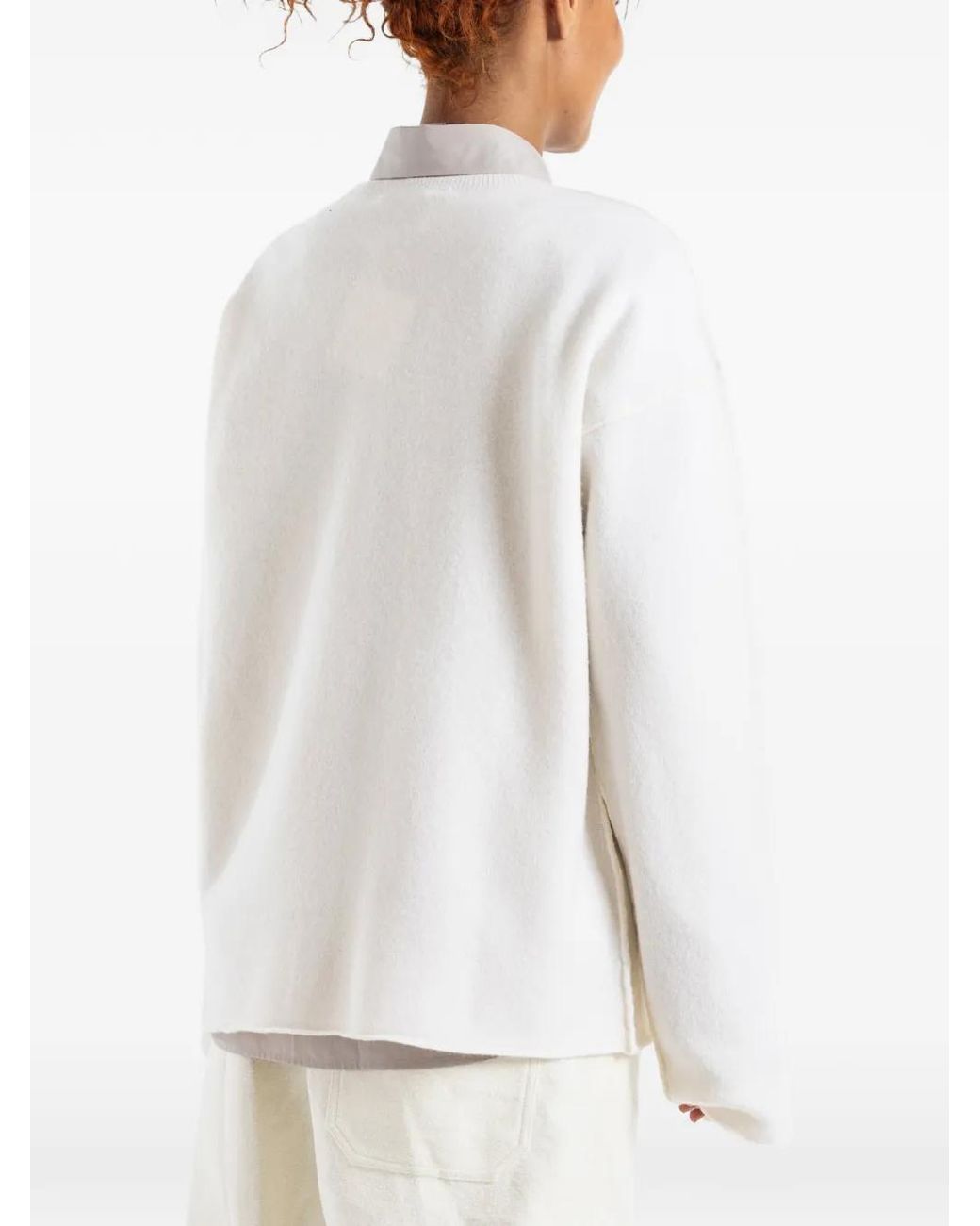 Sofie D'Hoore White Crew-Neck Drop-Shoulder Wool Sweater