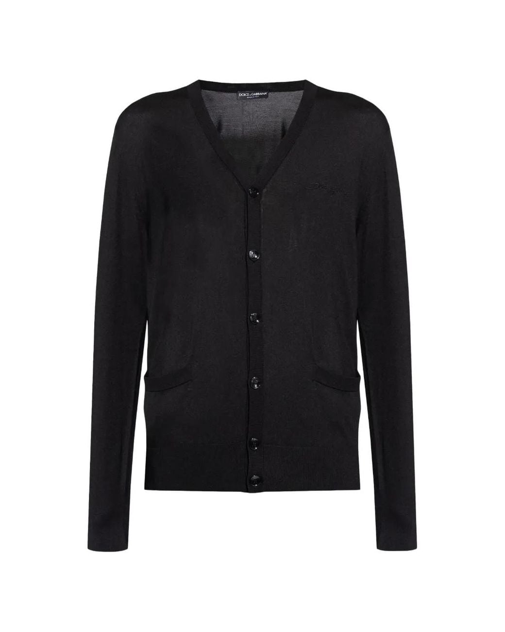 Dolce & Gabbana Black Logo-Embroidered Cardigan for men