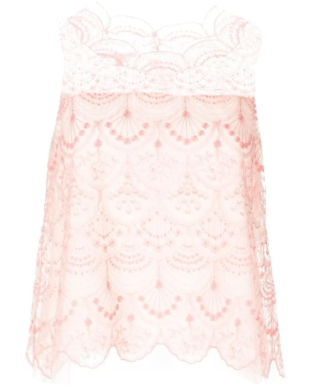 Shiatzy Chen Pink Lace-Overlay Sleeveless Blouse
