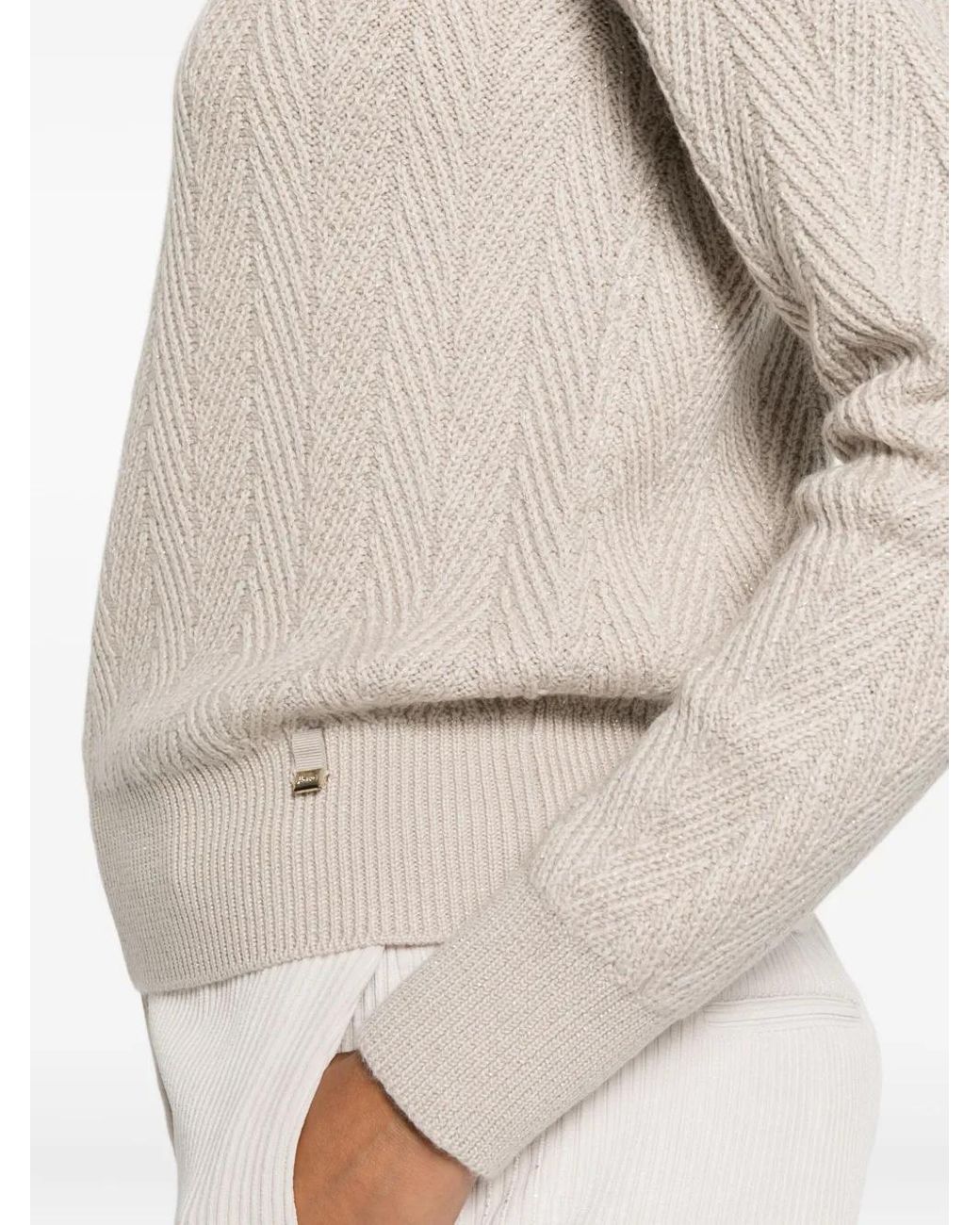 Herno White High-Neck Textured Sweater