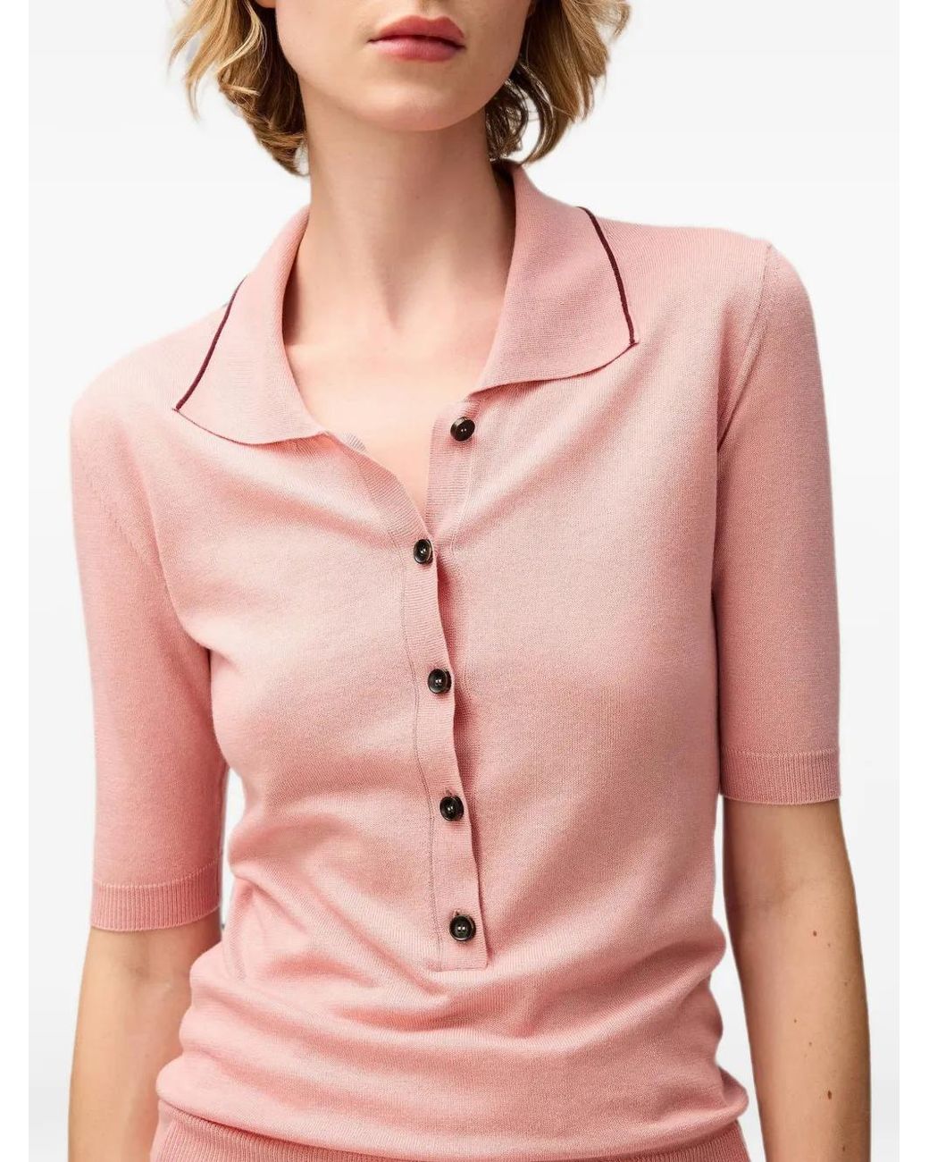 RETORI Pink Jersey-Stitch Knit Polo Shirt