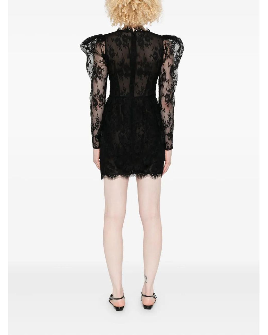 Alessandra Rich Black Lace Mini Dress