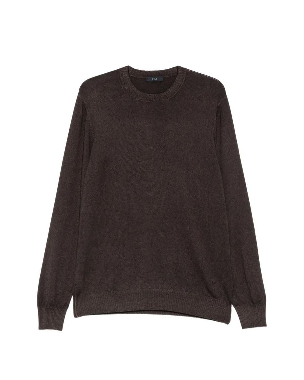 Fay Brown Embroidered-Logo Crew-Neck Sweater for men