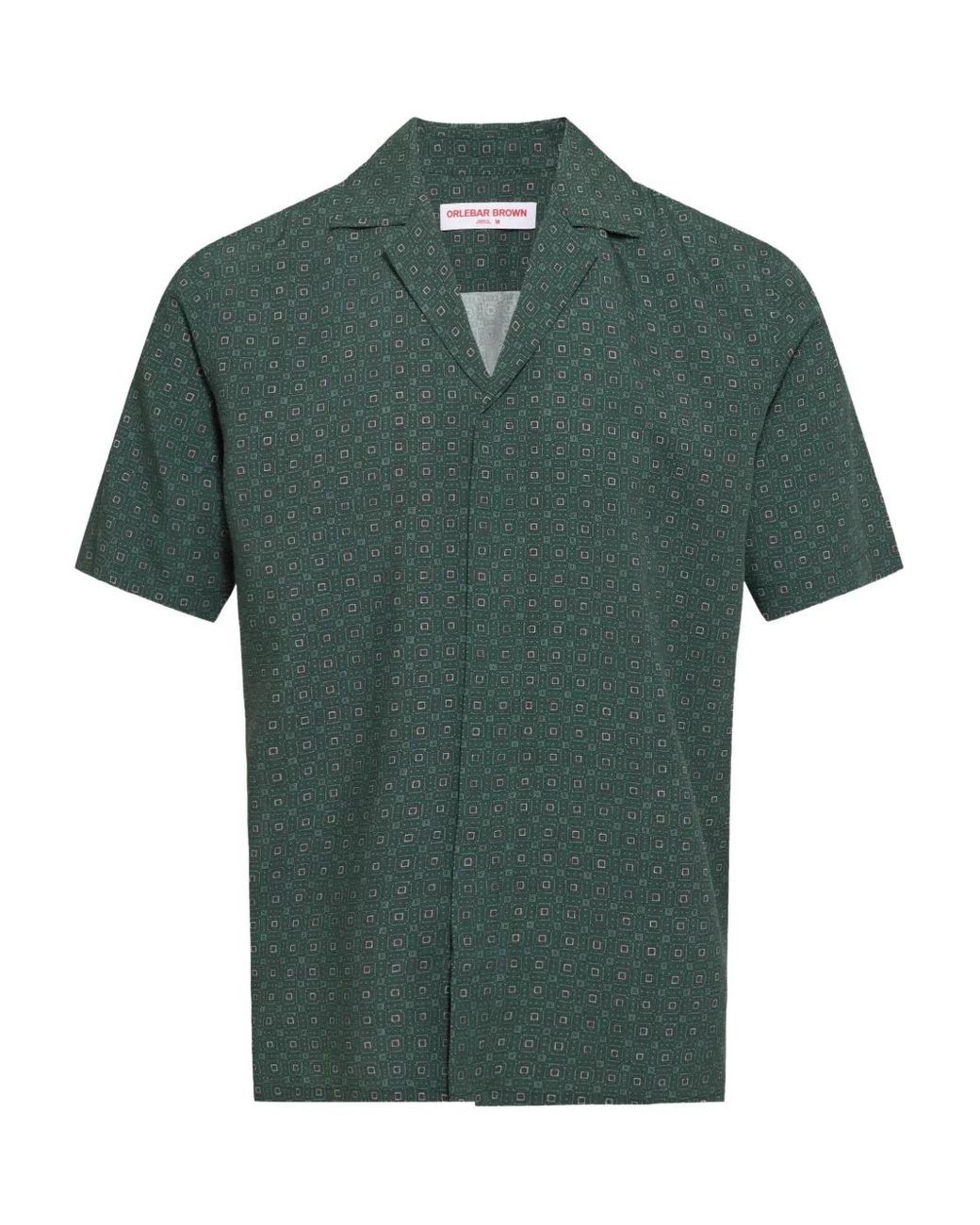 Orlebar Brown Green Maitan Solstice Geometric-Print Shirt for men