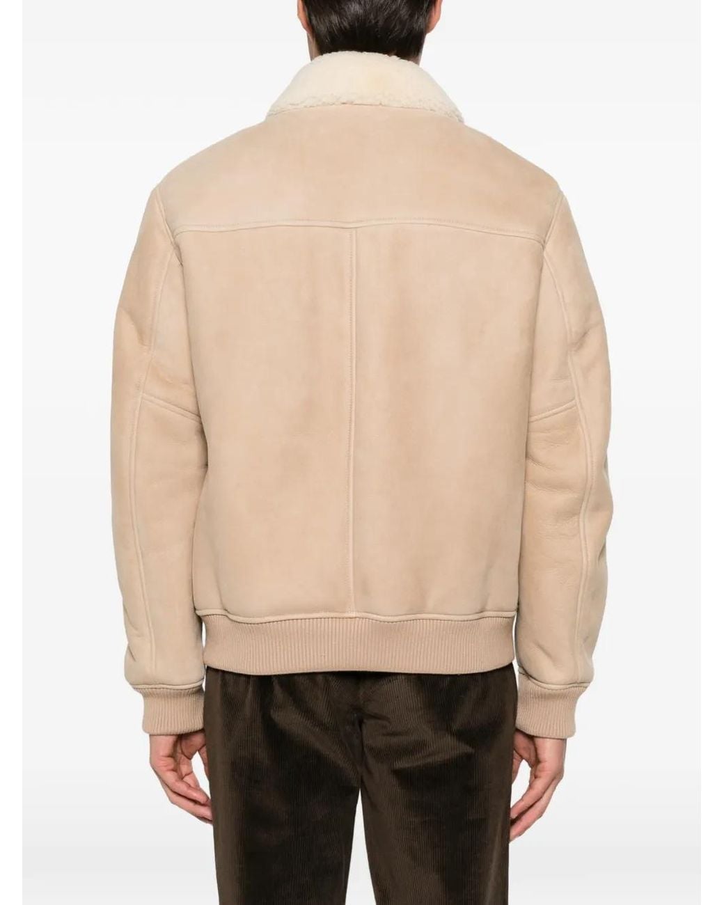 Canali Natural Shearling-Collar Leather Jacket for men
