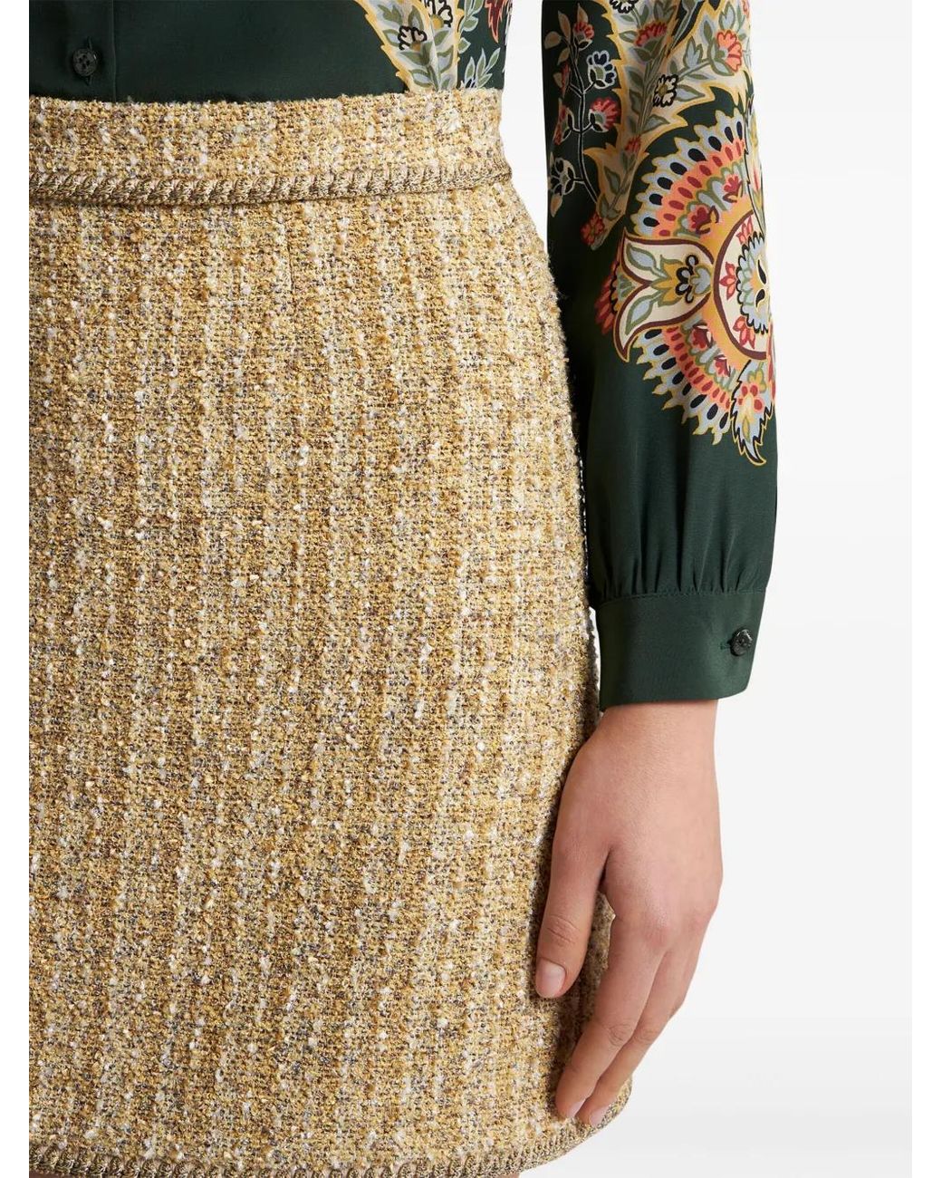 Etro Natural Bouclé High-Waisted Mini Skirt