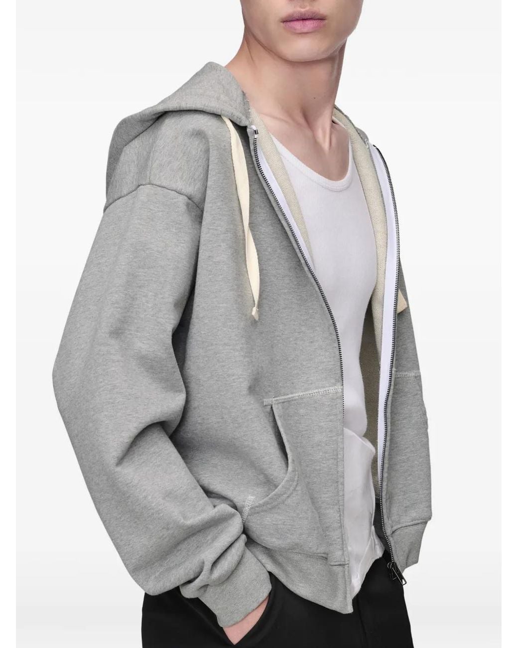 Maison Margiela Gray Zipped Hooded Sweatshirt for men