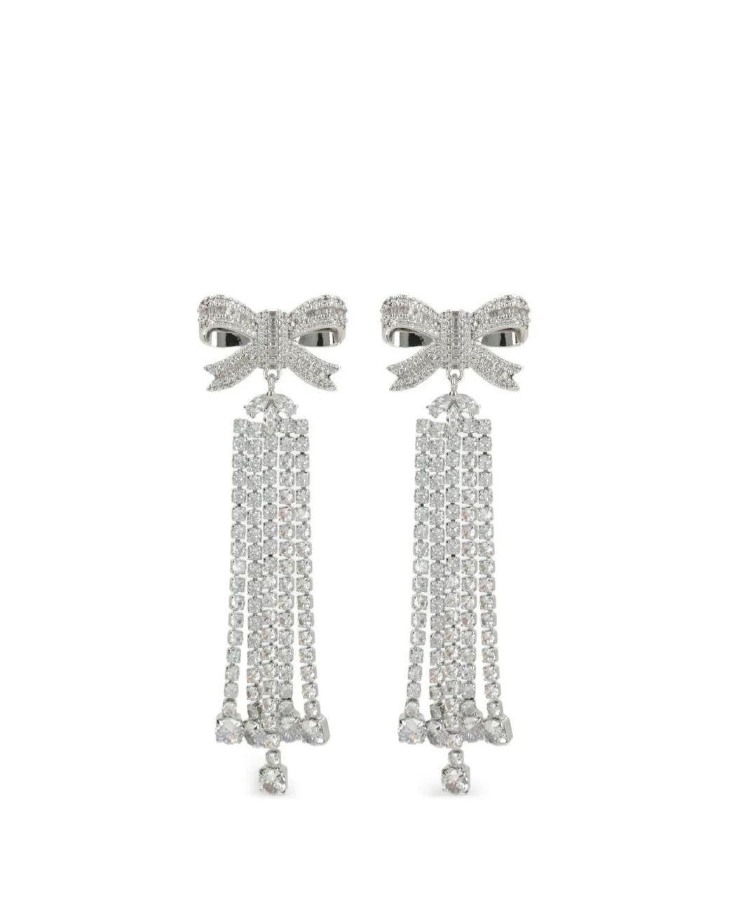Self-Portrait White Boucles D'Oreilles Serties De Cristaux