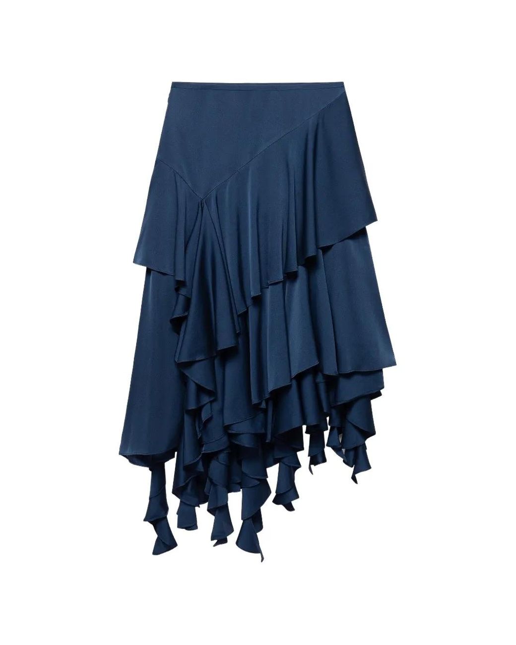Shanghai Tang Blue Jupe Asymétrique À Volants Superposés