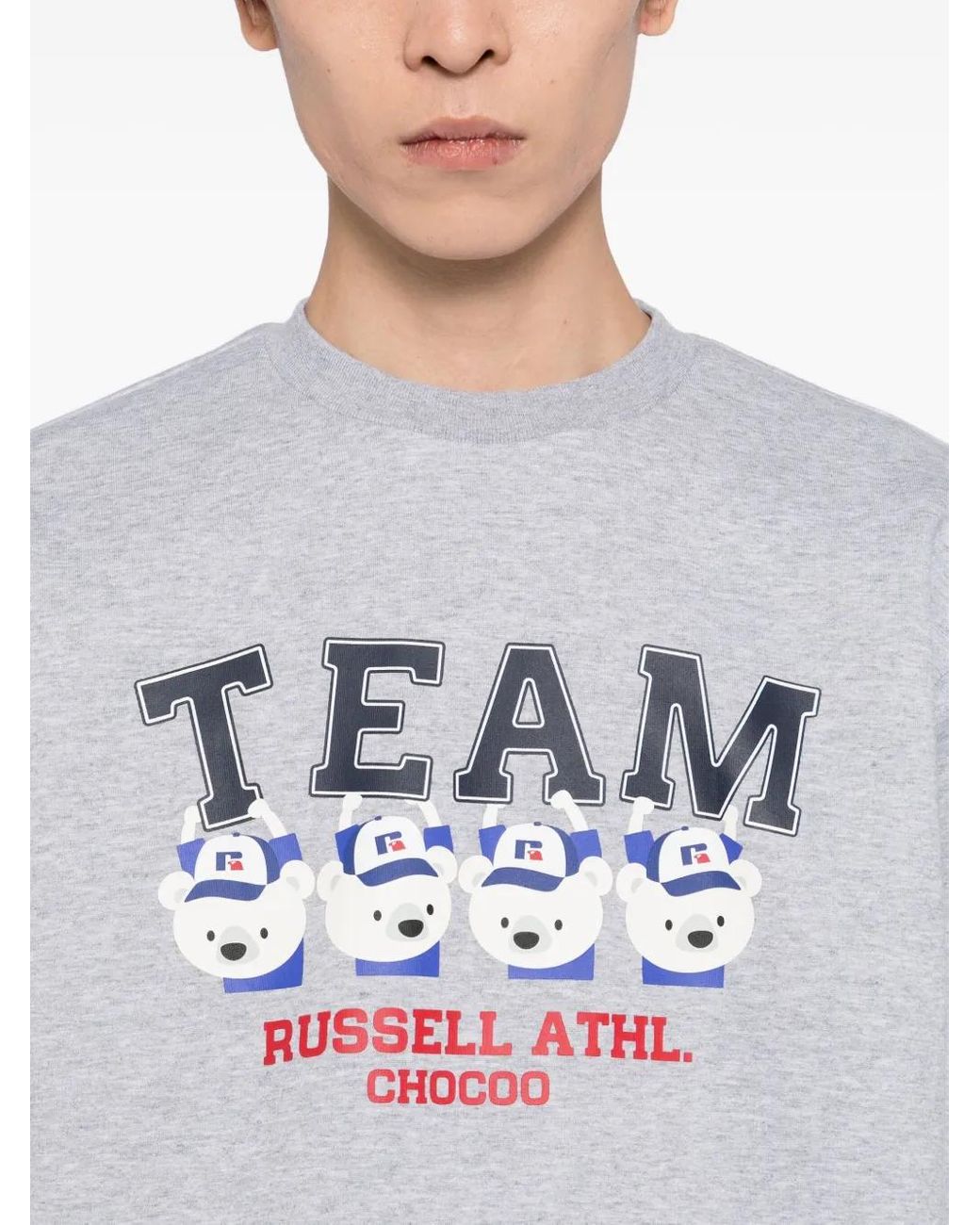 Chocoolate Gray X Russell Athletic Graphic-Print Sweatshirt for men