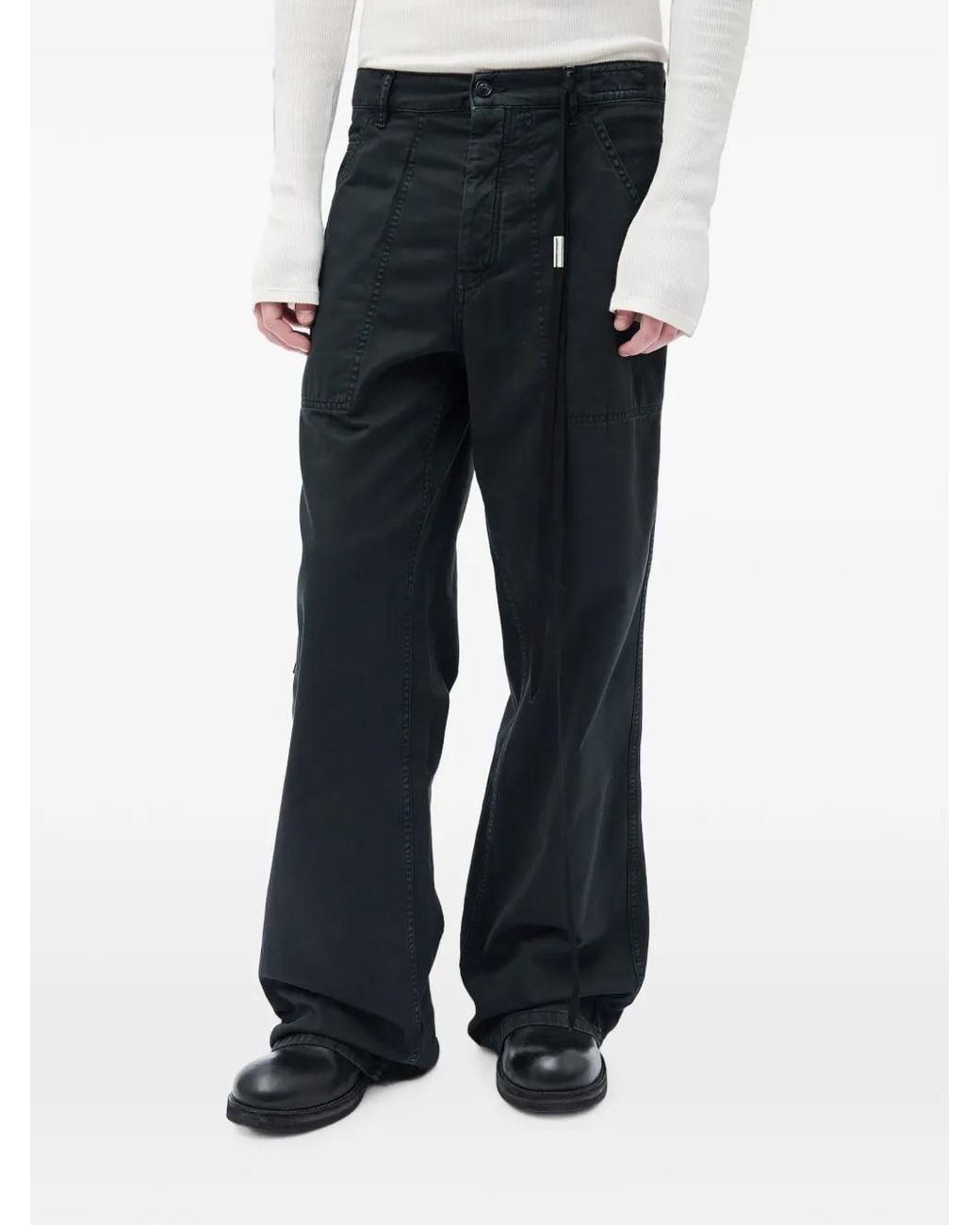 Ann Demeulemeester Black Monder Drawstring Trousers for men