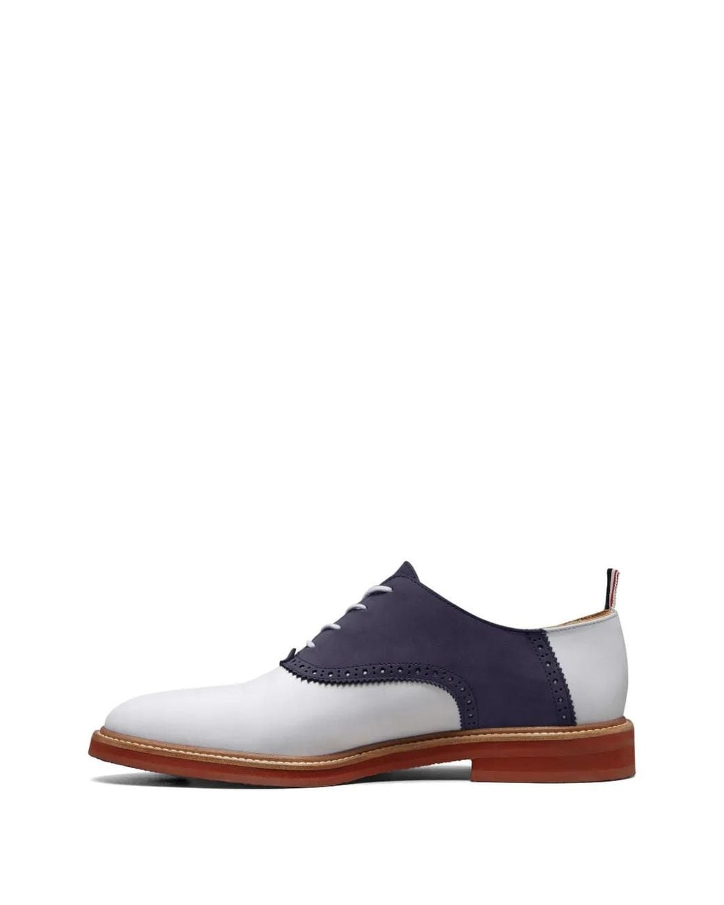 Thom Browne White Colour-Block Panelled Oxford Shoes for men
