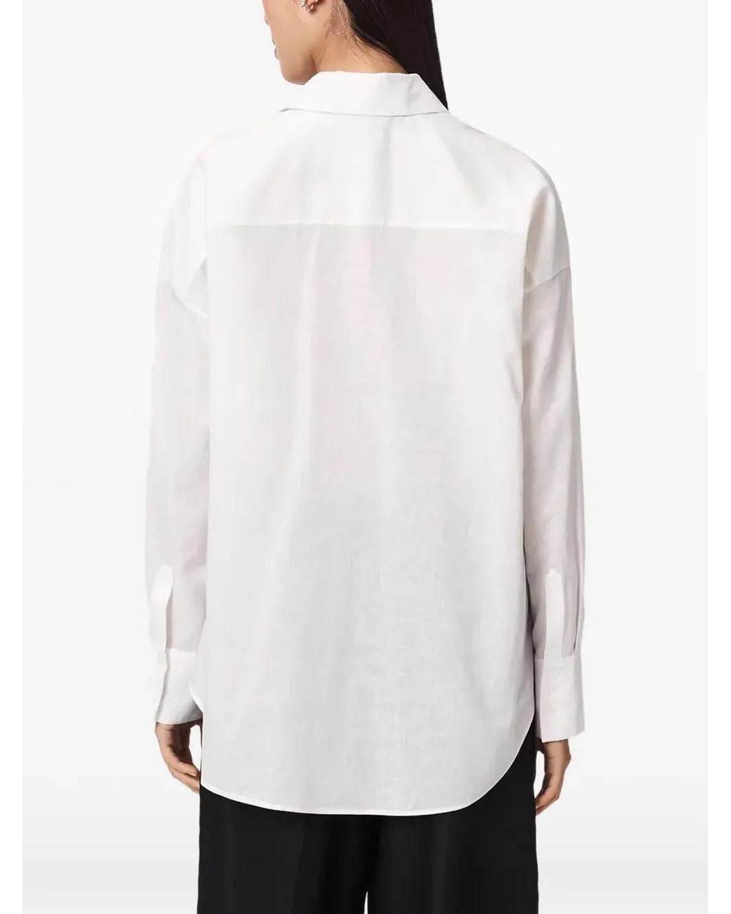AllSaints White Sparrow Long-Sleeve Shirt