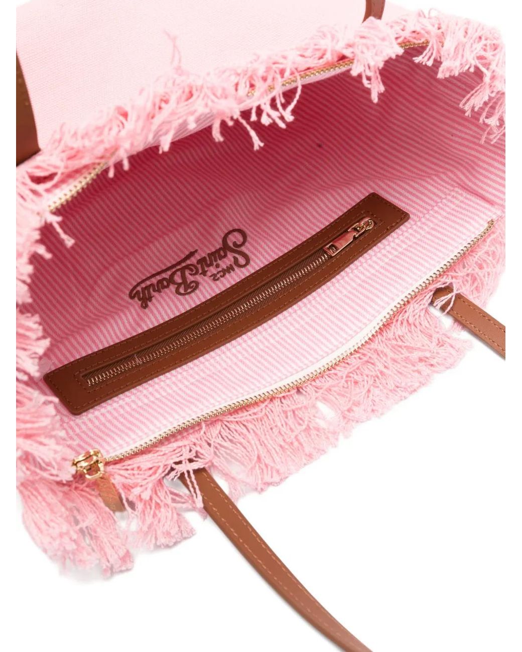 Mc2 Saint Barth Pink Medium City Fringed Tote Bag