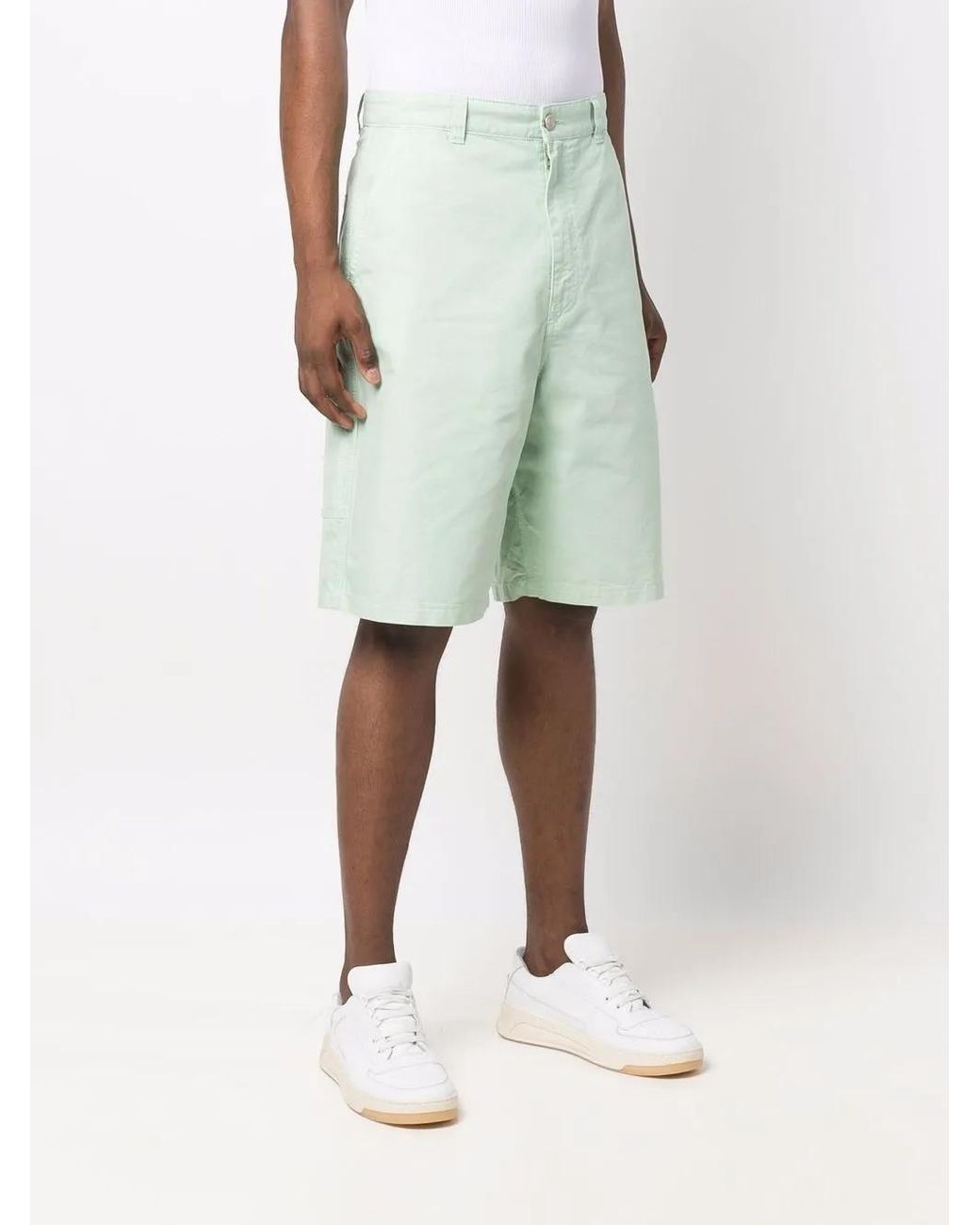 AMI Green Wide-Leg Loop-Strap Bermuda Shorts for men