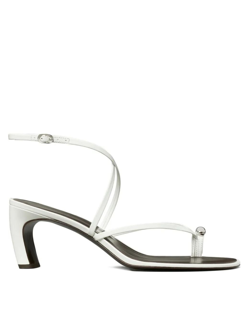 Tory Burch White Pierced Multi-Strap Heeled Sandal