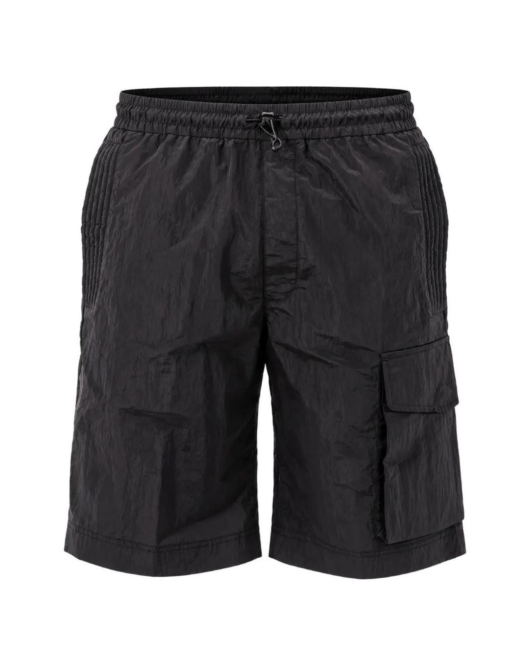Ma Strum Black Cargo-Pocket Swim Shorts for men