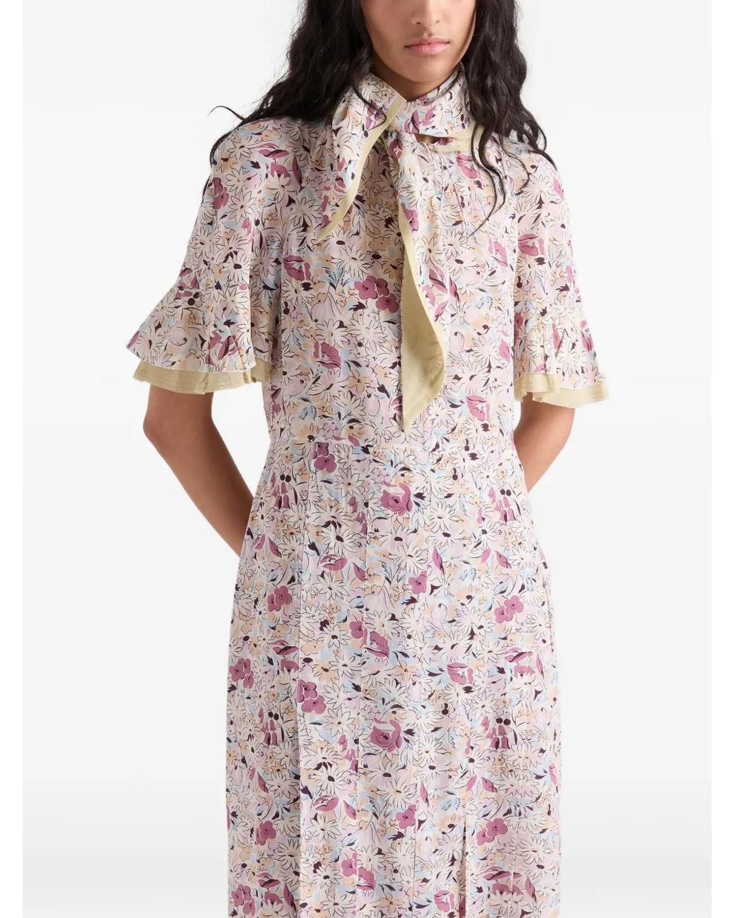 Robe À Fleurs Prada en coloris White