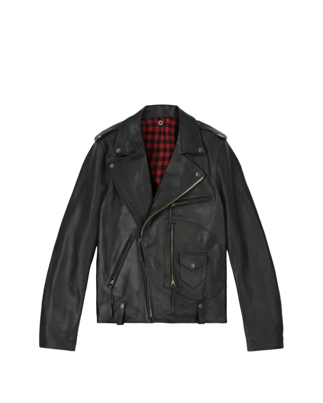 Fortela Black Asymmetrical-Zip Leather Jacket for men