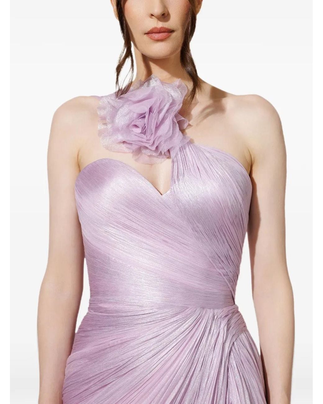 IRIS SERBAN Purple One-Shoulder Floral-Detail Dress