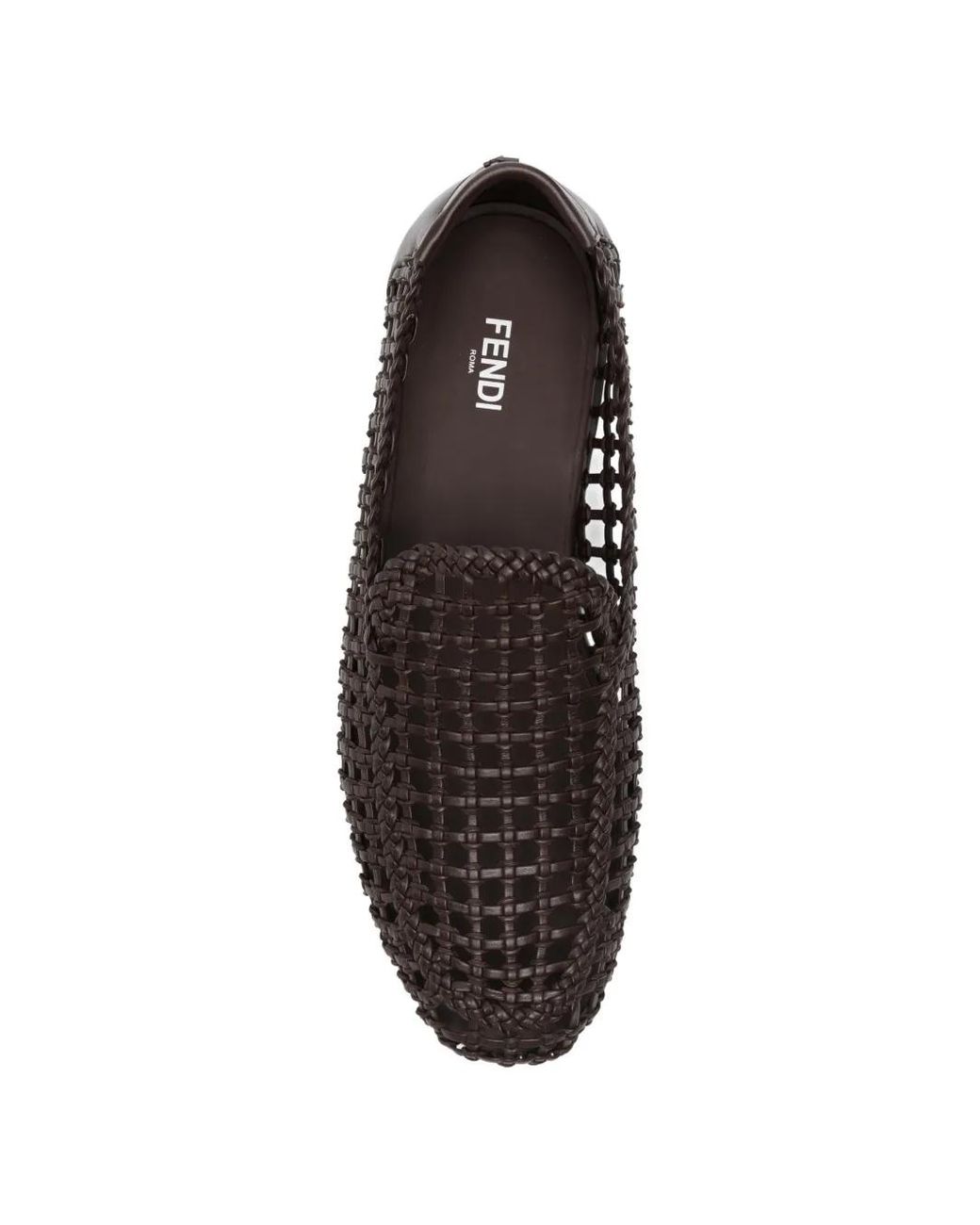 Fendi White Braided Leather Loafers for men