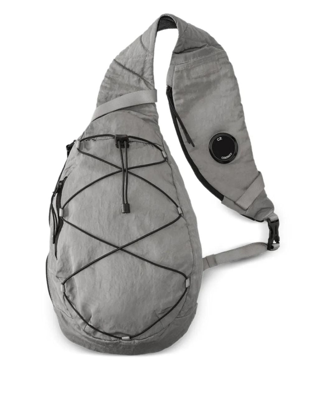 C P Company Gray B Lens Drawstring Shoulder Bag for men