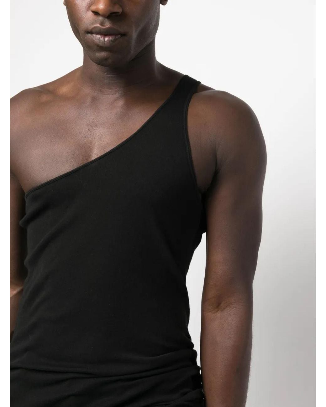 Rick Owens Black Double Ziggy Cotton Tank Top for men
