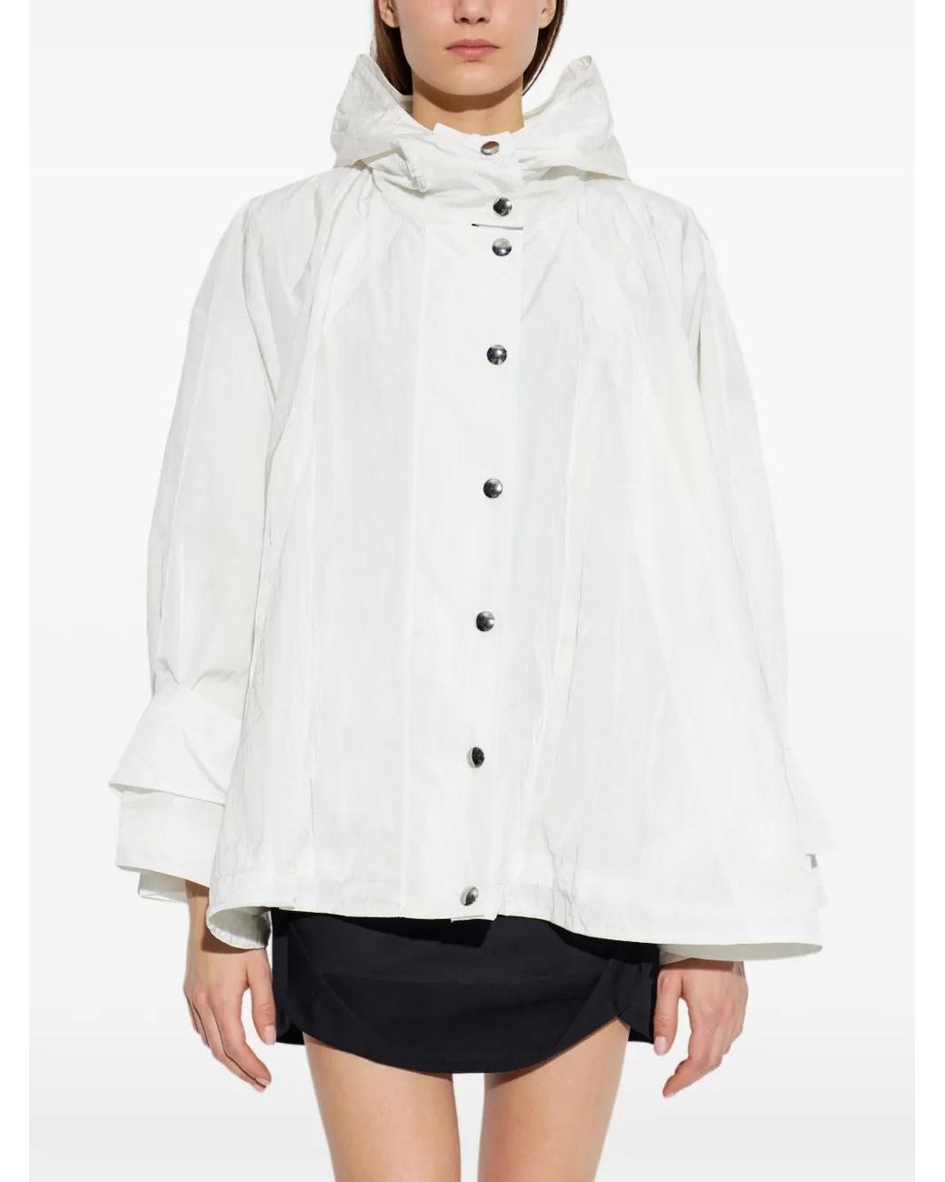 IRO White Hooded Snap-Button Jacket