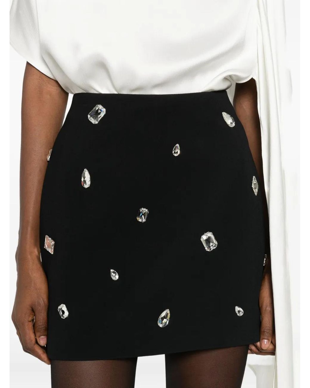 David Koma Black Embellished Mini Skirt