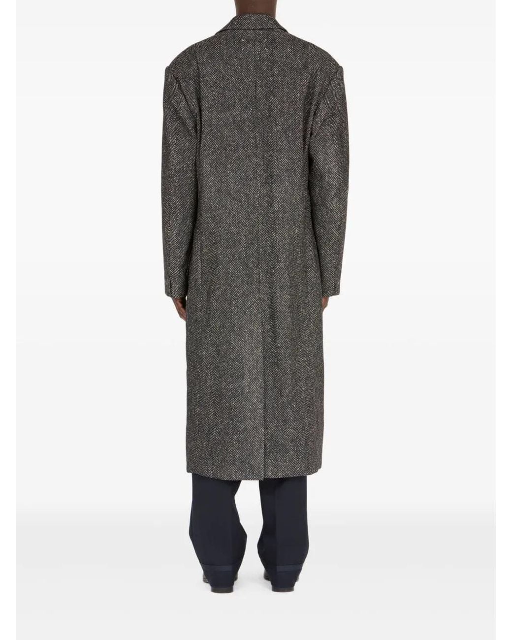 Maison Margiela Gray Herringbone Double-Breasted Coat for men