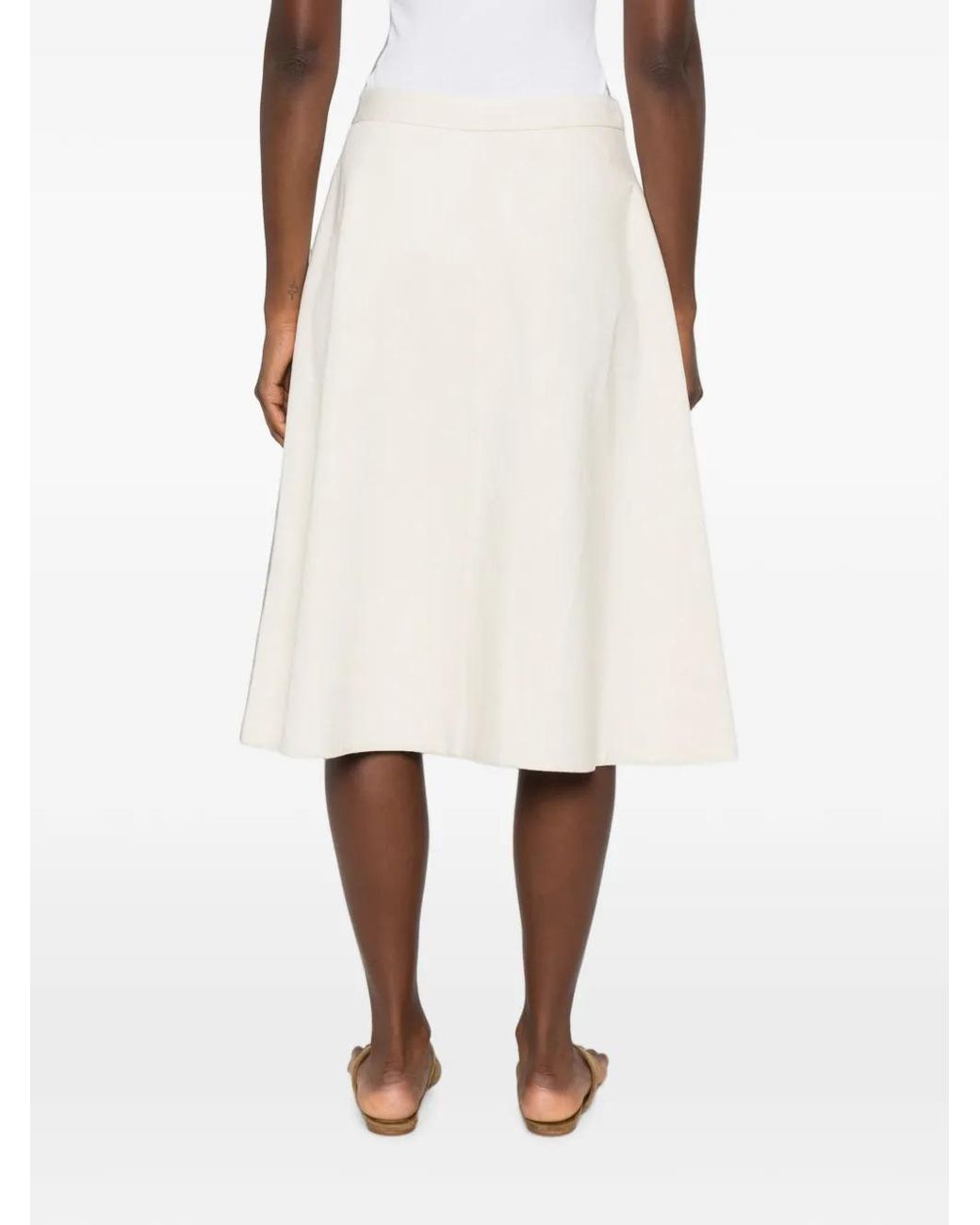 Dorothee Schumacher White Belted Patch-Pocket Midi Skirt