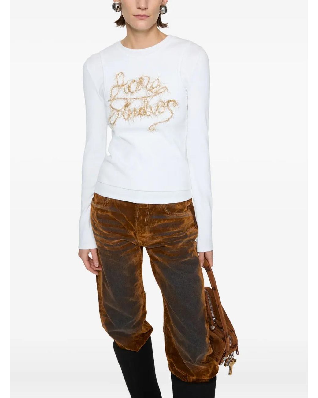 Acne White Long-Sleeves T-Shirt