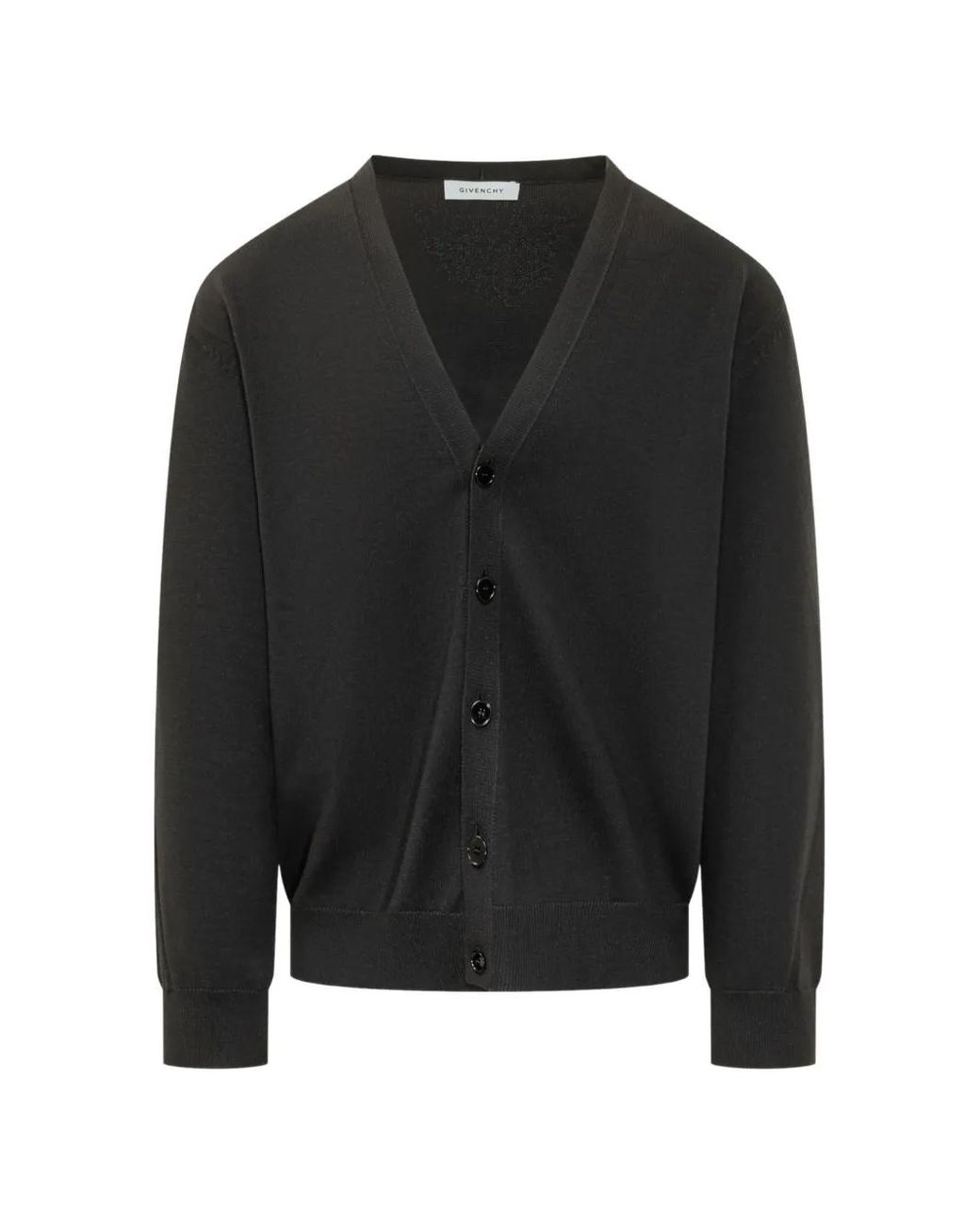 Givenchy Black Logo-Intarsia V-Neck Cardigan for men