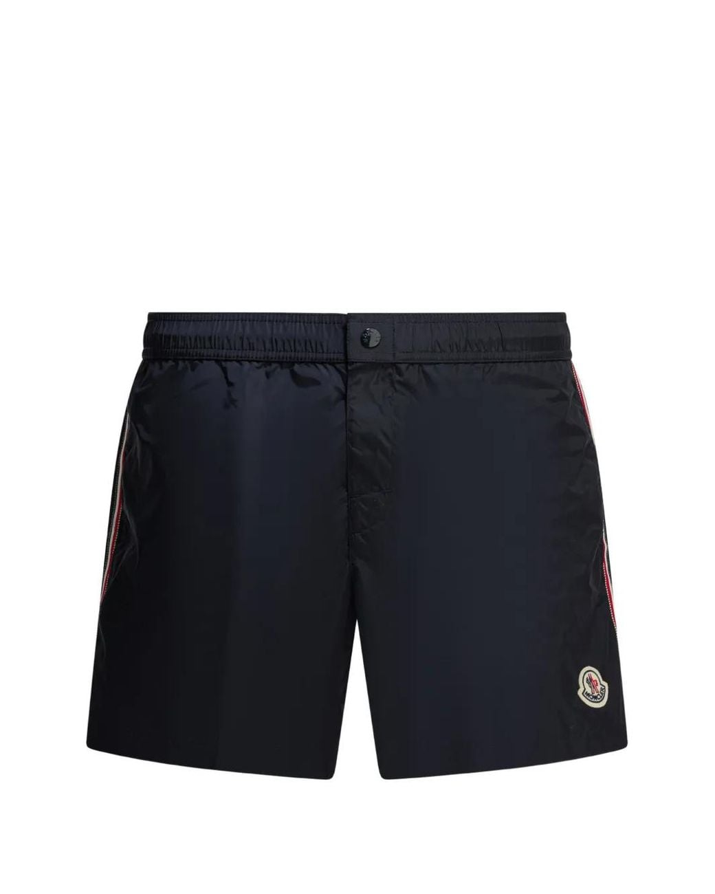 Moncler Blue Logo-Patch Side-Stripe Swim Shorts for men