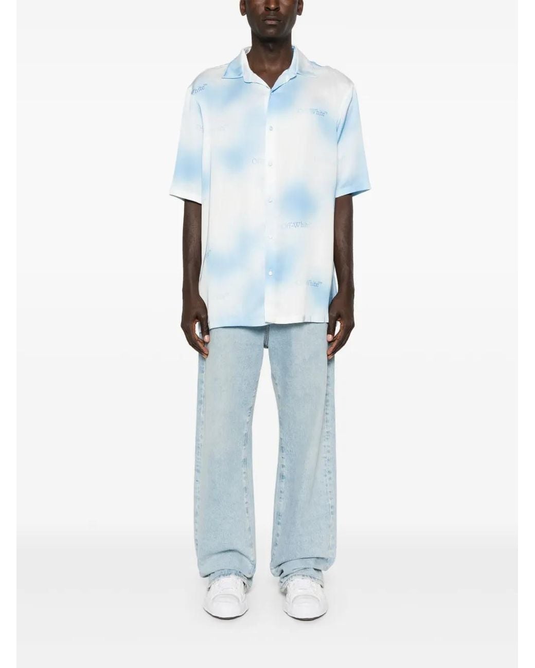 White Gradinet Off-White c/o Virgil Abloh Gradient Bowling Shirt in Blue | Lyst