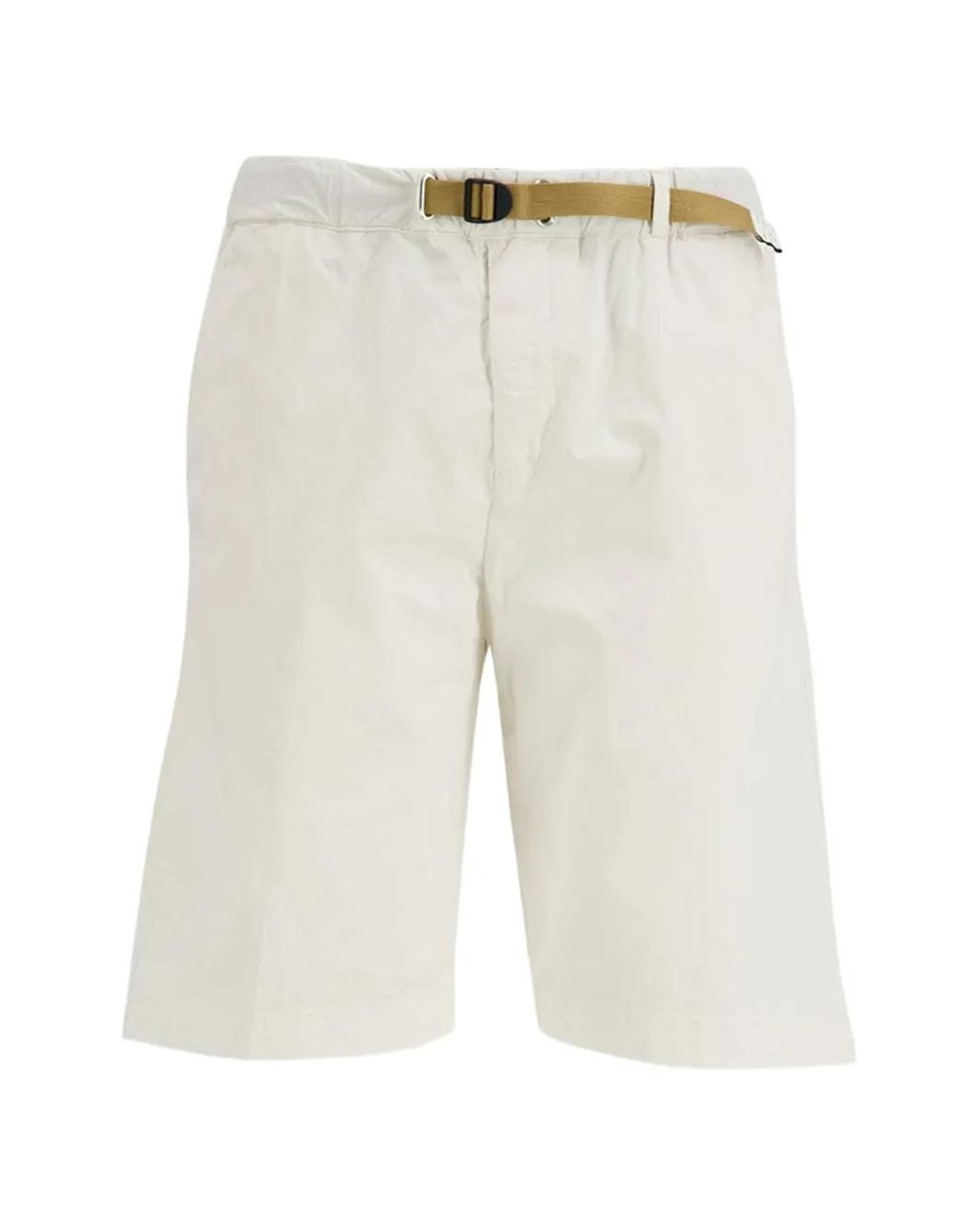 White Sand White Belted Elasticated-Waistband Shorts for men