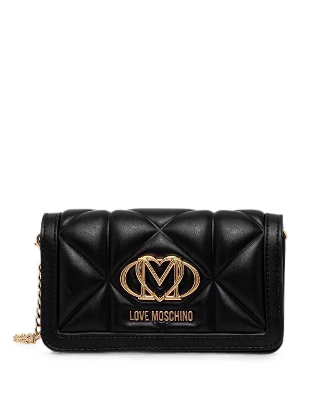 Love Moschino Black Quilted Logo-Plaque Cross Body Bag