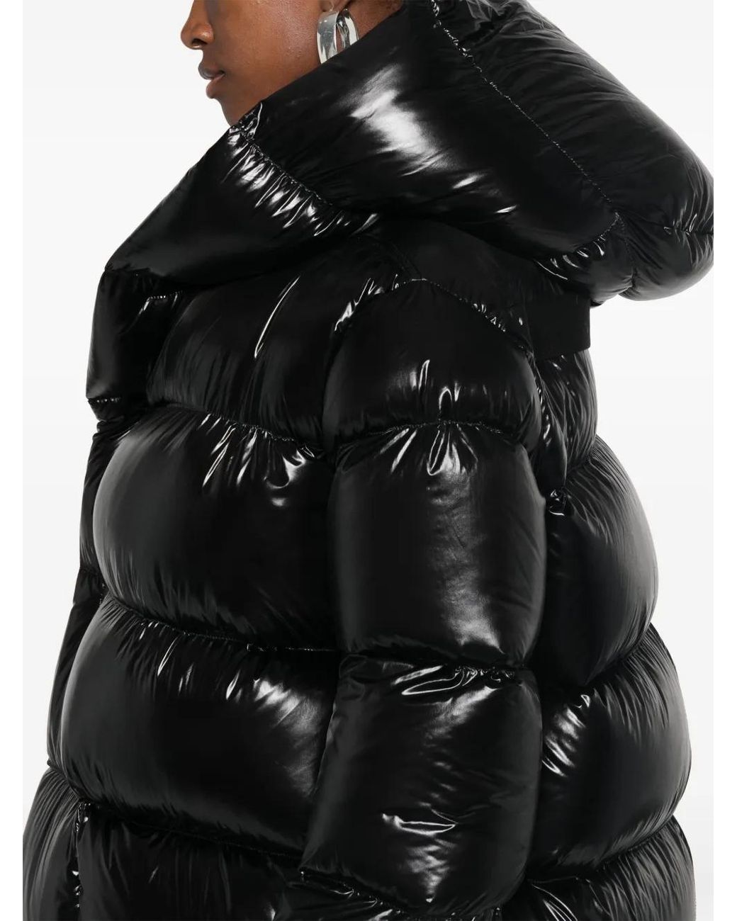 Rick Owens Black Ls Hooded Puffer Coat - Women's - Virgin Wool/elastane/polyamide/goose Feather