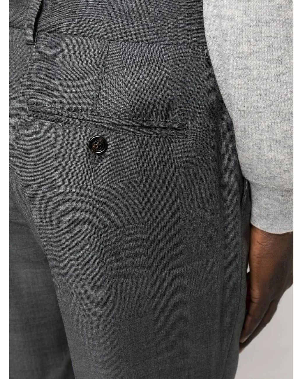 Brunello Cucinelli Gray Prince Of Wales Wool Trousers for men