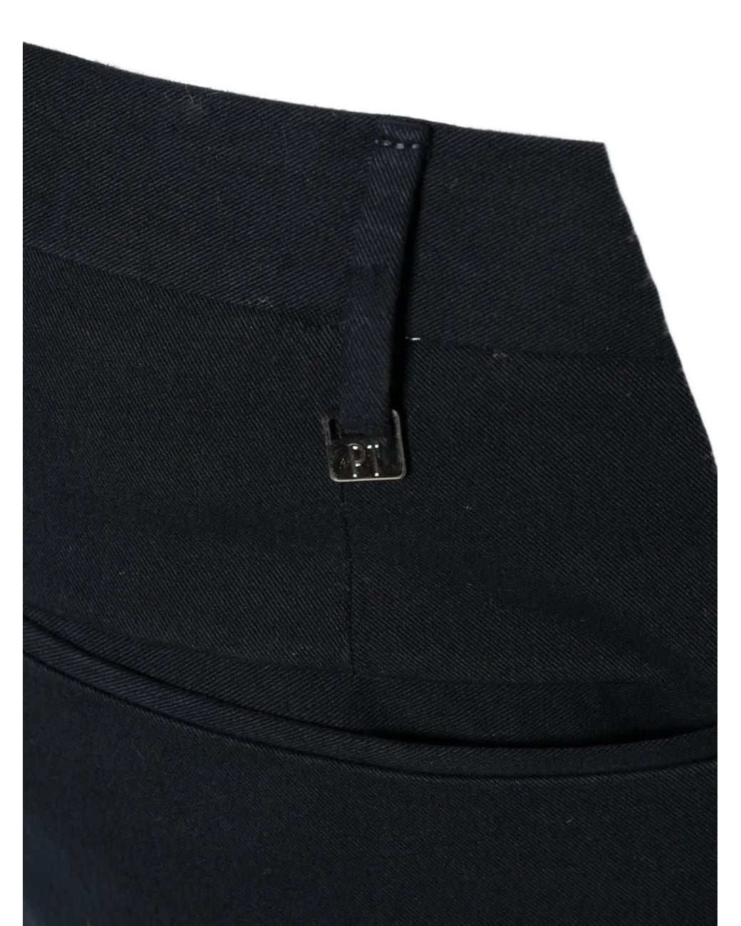 PT Torino Black Logo-Plaque Tailored Trousers for men