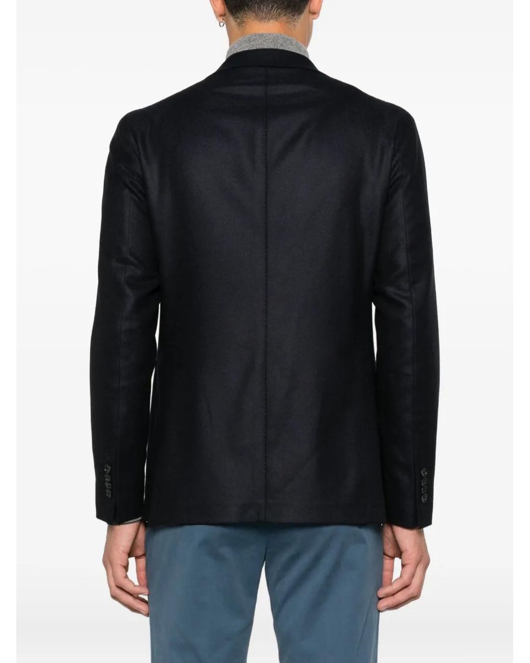 Tagliatore Black Notched-Lapel Single-Breasted Blazer for men