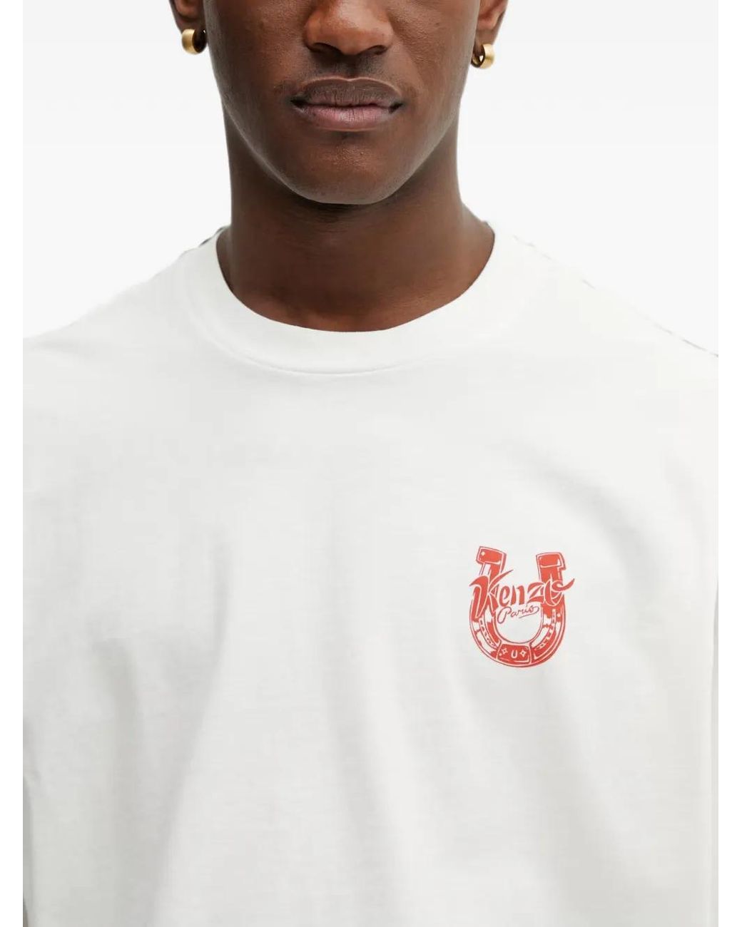 KENZO White Lunar New Year Horse-Logo Long-Sleeved T-Shirt for men