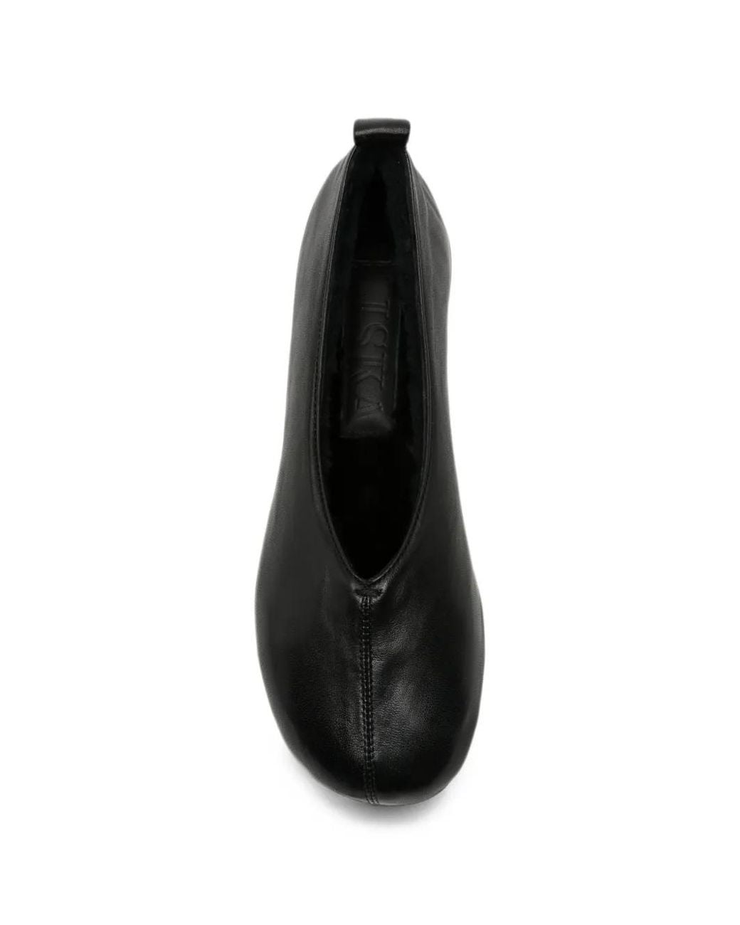 Liska Black Slip-On Leather Ballet Flats