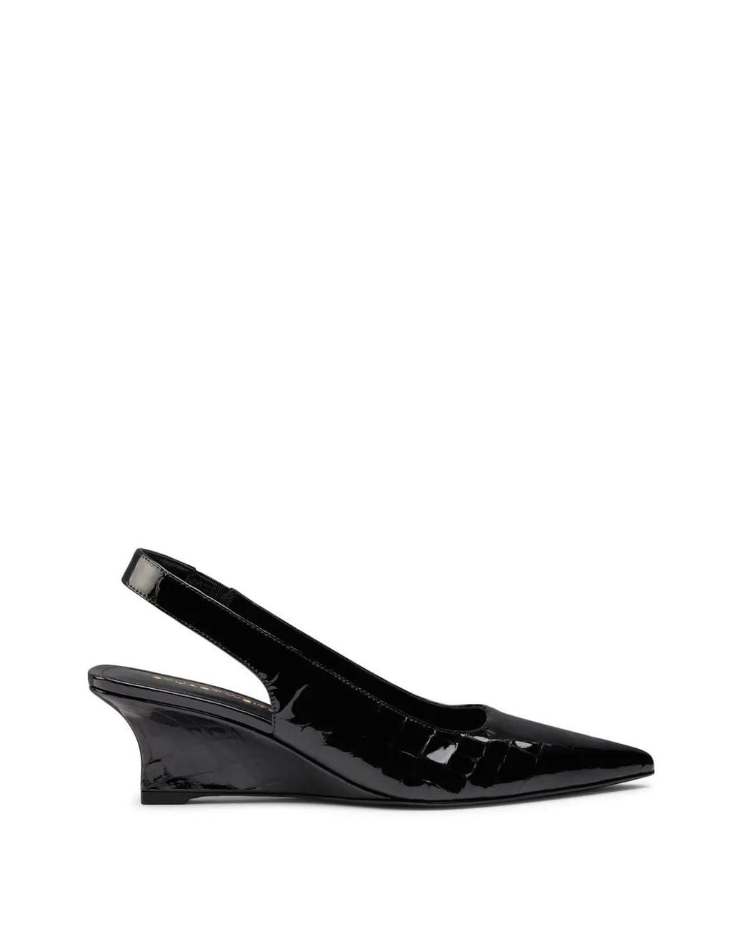 Stuart Weitzman Black Slingback-Pumps Mit Kroko-Effekt