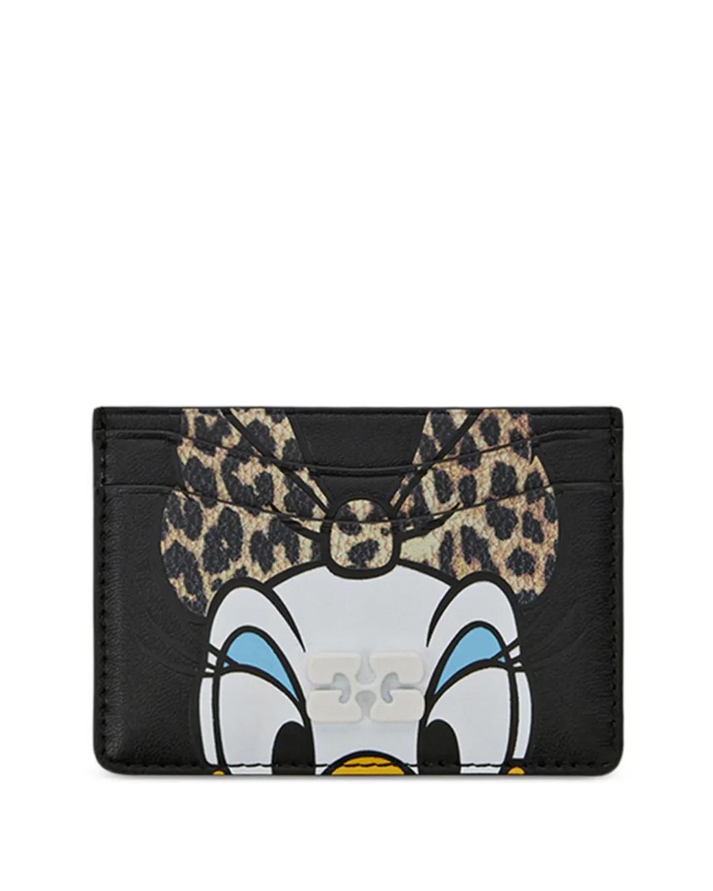 Ganni Black X Disney Leopard-Print Character-Motif Card Holder