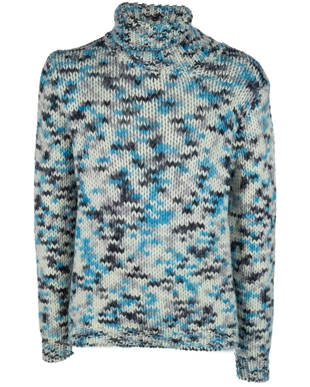 Daniele Fiesoli Blue Patterned-Intarsia Jumper for men
