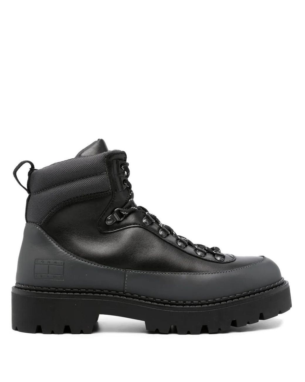 Tommy Hilfiger Black Panelled Leather Boots for men